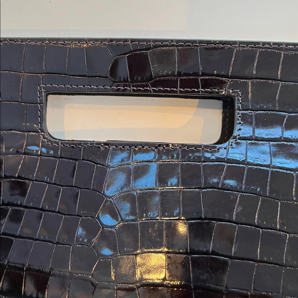 COS Croc Embossed High Gloss Leather Folio w/Adjustable Strap & Inner Pouch - Picture 3 of 10